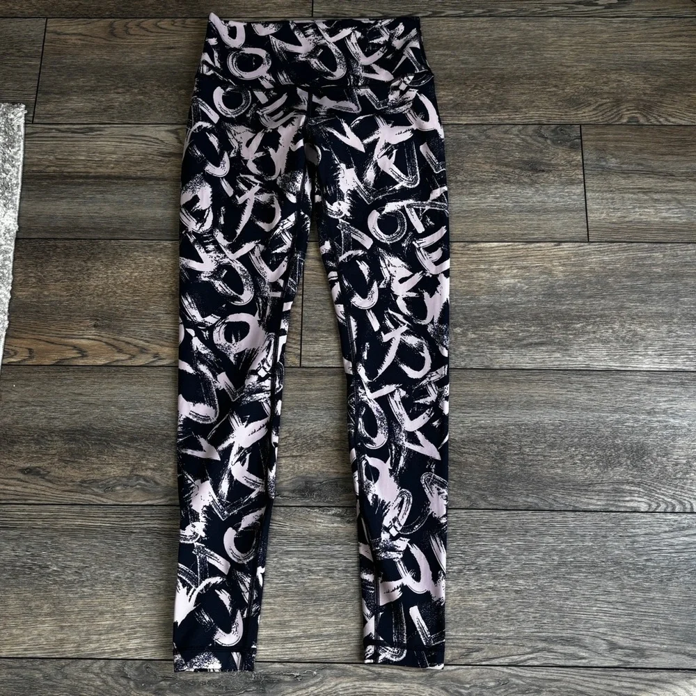 Lululemon Wunder Under High Rise Tight Leggings Graffiti Pop Navy Sz 6